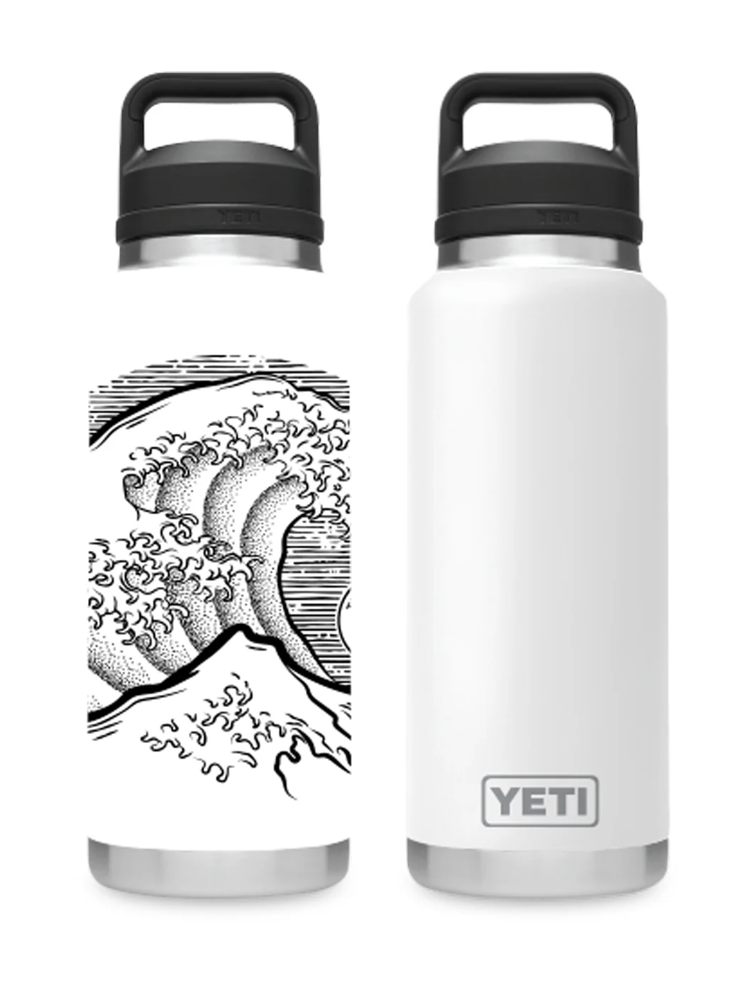 T&C Surf 36 oz Stoked Hokusai Rambler Yeti Bottle with Chug Cap - Image 4